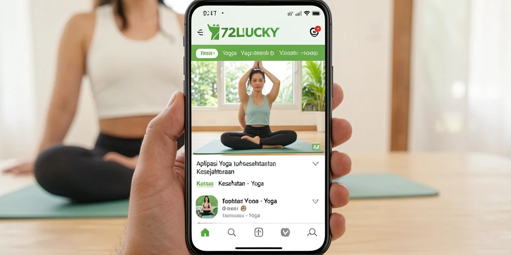 Tampilan antarmuka aplikasi 72LUCKY yang ramah pengguna untuk latihan Yoga.