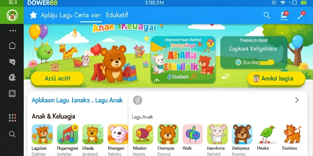 Antarmuka DOWER88 yang ramah anak dengan berbagai pilihan lagu.