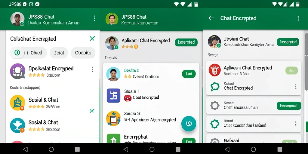 Tampilan antarmuka aplikasi JPS88 yang intuitif dan aman untuk Chat Encrypted.