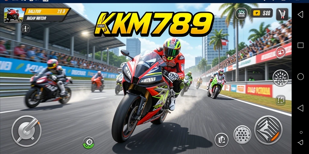 Antarmuka KM789 yang menarik untuk balapan motor.