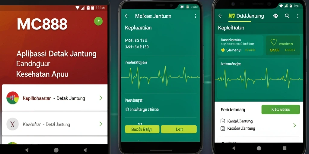 Tampilan antarmuka MC888 untuk pemantauan detak jantung dengan fungsi yang jelas.
