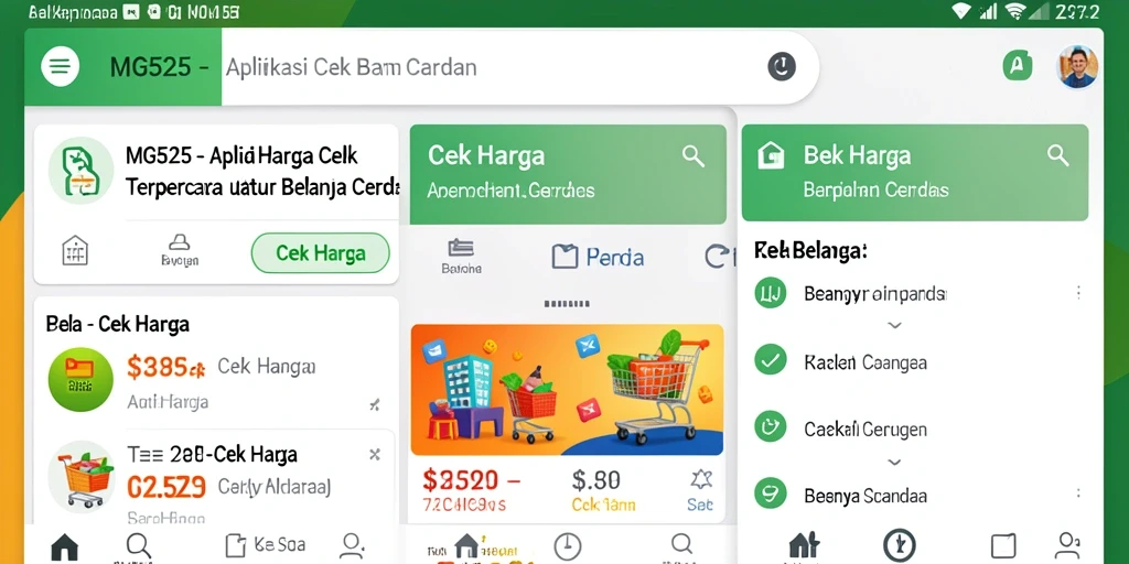Tampilan antarmuka aplikasi MG525 untuk cek harga produk.